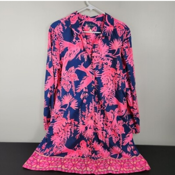 Lilly Pulitzer Dresses & Skirts - Lilly Pulitzer Lillith Tunic Dress XL Rayon Indigo Night 3/4 Roll Sleeve